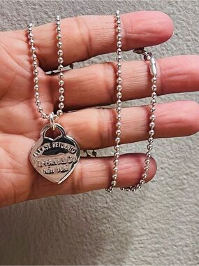 Tiffany & Co. Inspired.925 Heart Tag Necklace with Bead Chain